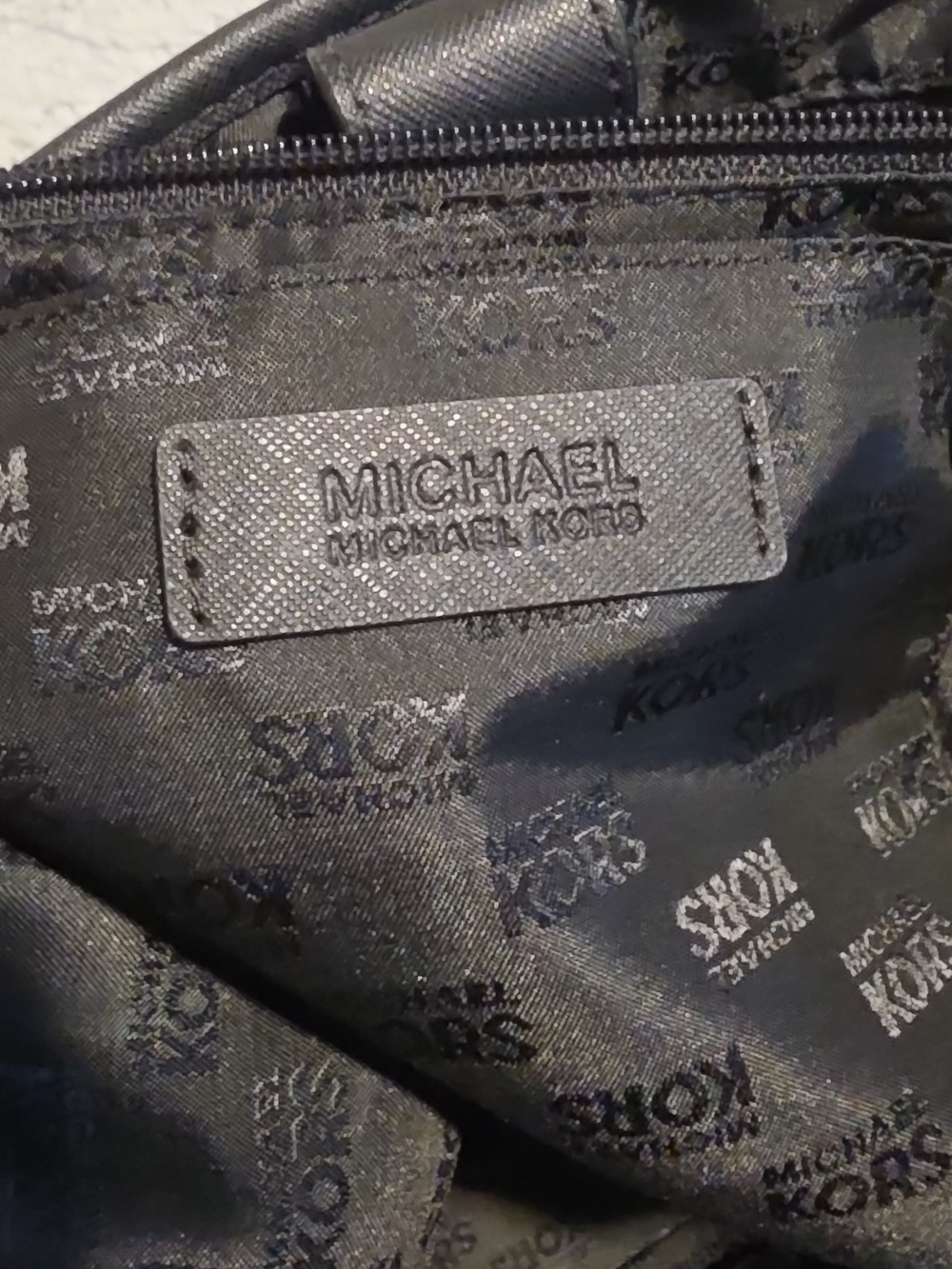 Michael Kors Black and White Striped Leather Tote - Picture 3 of 10